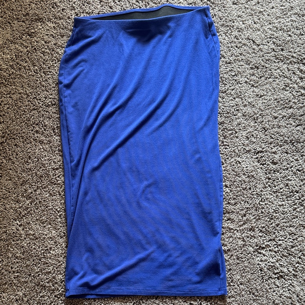 Classic Blue Stretch Pencil Skirt